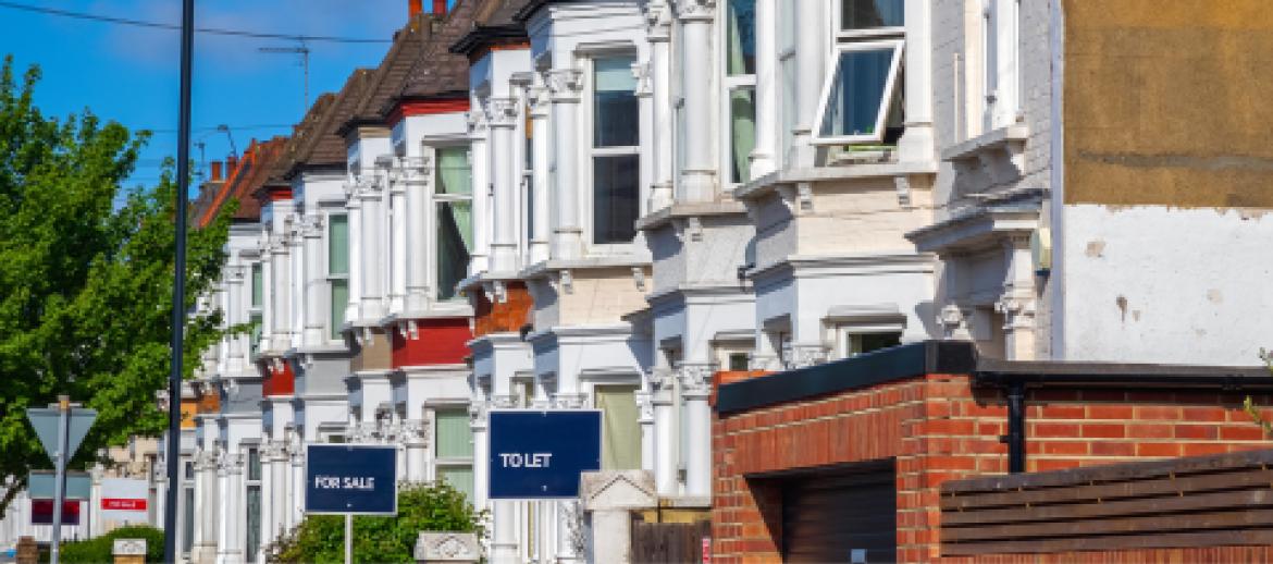 Row of terraced houses in a town