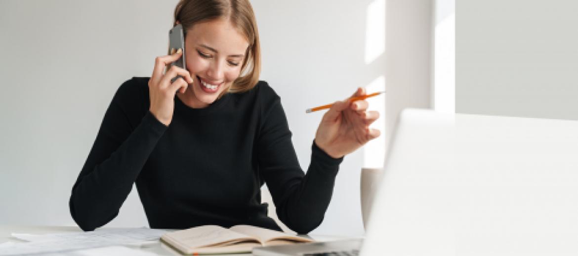 Lady giving advice on phone