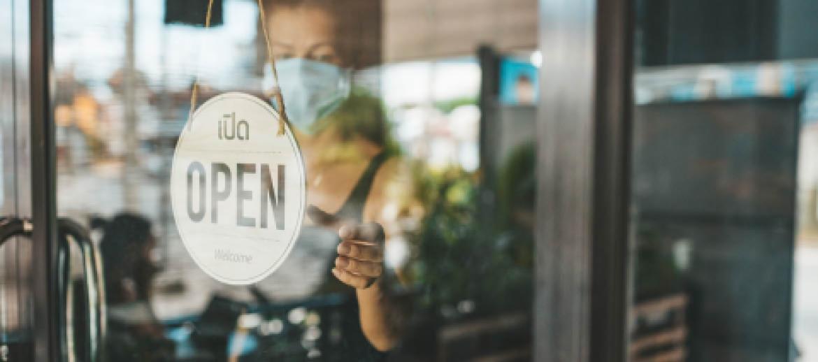 Restaurant open for business sign