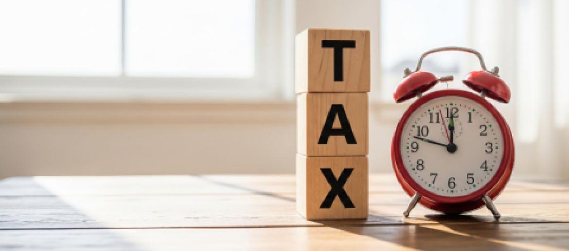 Clock alongside tax blocks