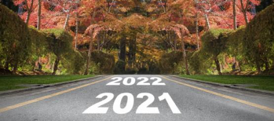 Autumn Road with Year 2021 Year 2022 written 