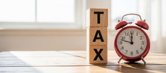 Clock alongside tax blocks