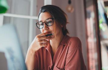 woman working on laptop