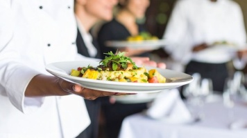 man serving food