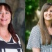 Two professional headshots displayed side by side, showing individuals in patterned tops against indoor and outdoor backgrounds.
