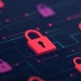 Digital security padlocks connected across a glowing network, representing cybersecurity, data protection and secure online systems.